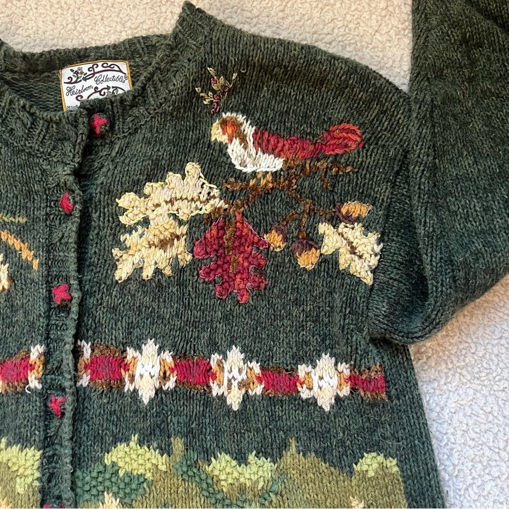 Vintage ‘98 Heirloom Collectables Sweater Fall Harvest Cardigan Cottagecore Barn - Picture 4 of 10
